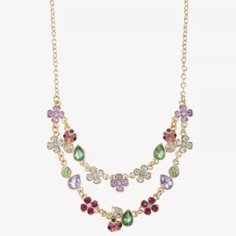 Monet Jewelry Gold Tone Ladybug Womens Multi Color 18 Inch Collar Necklace