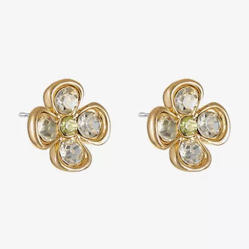 Monet Jewelry Gold Tone Glass 10mm Flower Stud Earrings