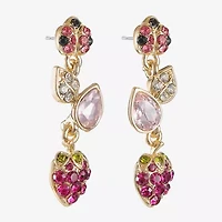 Monet Jewelry Gold Tone Strawberry Ladybug Womens Multi Color Glass Hypoallergenic Drop Earrings