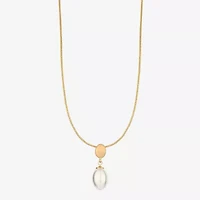 Monet Jewelry Gold Tone Womens Simulated Pearl Oval 17 Inch Pendant Necklace