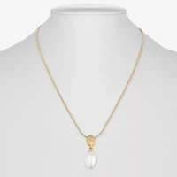 Monet Jewelry Gold Tone Womens Simulated Pearl Oval 17 Inch Pendant Necklace