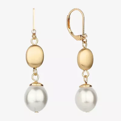 Monet Jewelry Gold Tone Womens Simulated Pearl Drop Earrings