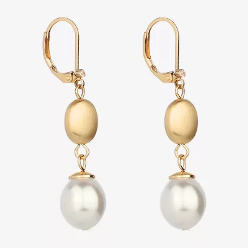 Monet Jewelry Gold Tone Womens Simulated Pearl Drop Earrings