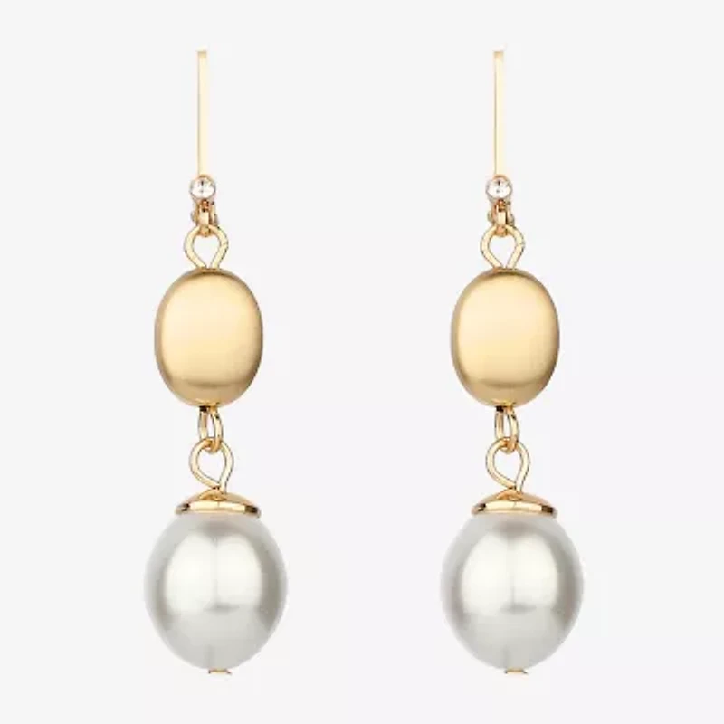 Monet Jewelry Gold Tone Womens Simulated Pearl Drop Earrings