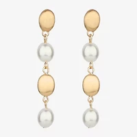 Monet Jewelry Gold Tone Womens Simulated Pearl Hypoallergenic Drop Earrings