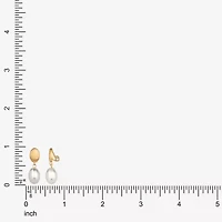 Monet Jewelry Gold Tone Womens Simulated Pearl Oval Clip On Earrings