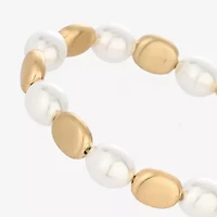 Monet Jewelry Gold Tone Womens Simulated Pearl Oval Stretch Bracelet