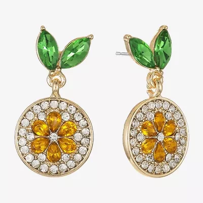 Monet Jewelry Gold Tone Fruit Orange Womens Multi Color Glass Hypoallergenic Drop Earrings
