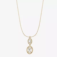 Monet Jewelry Womens Glass Oval 17 Inch Pendant Necklace