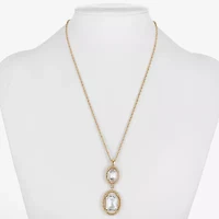 Monet Jewelry Womens Glass Oval 17 Inch Pendant Necklace