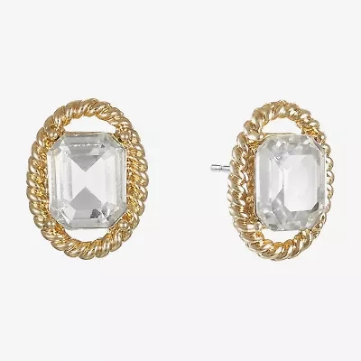Monet Jewelry Glass 17.5mm Oval Stud Earrings