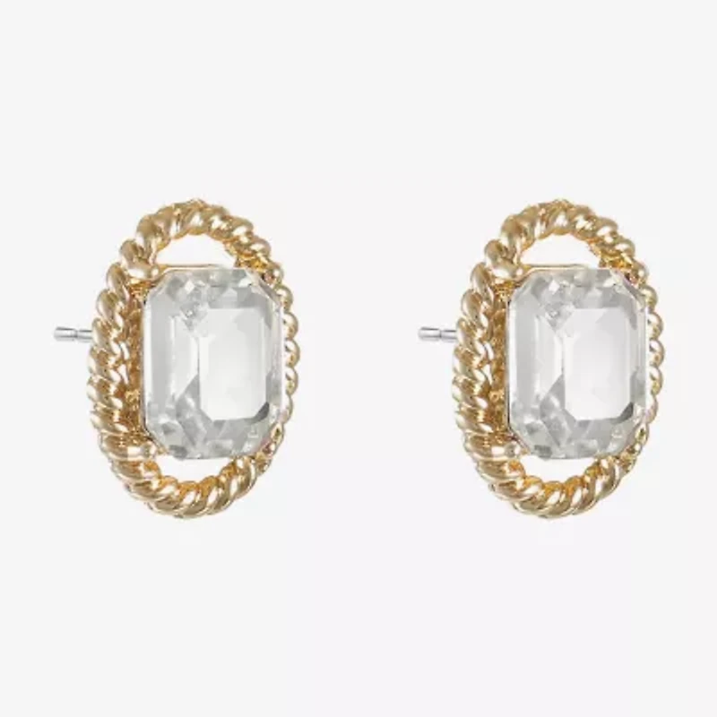 Monet Jewelry Glass 17.5mm Oval Stud Earrings