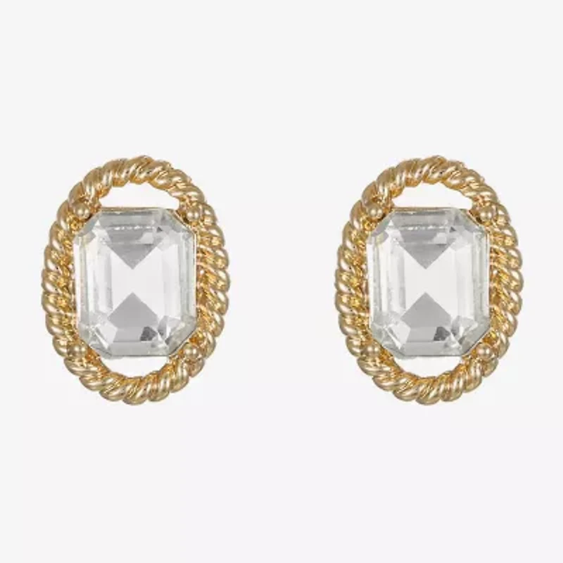 Monet Jewelry Glass 17.5mm Oval Stud Earrings