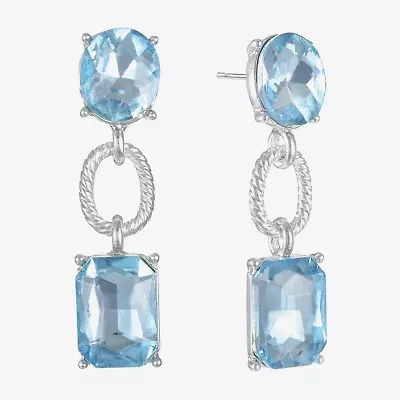 Monet Jewelry Rope Twist Link Womens Glass Oval Hypoallergenic Drop Earrings