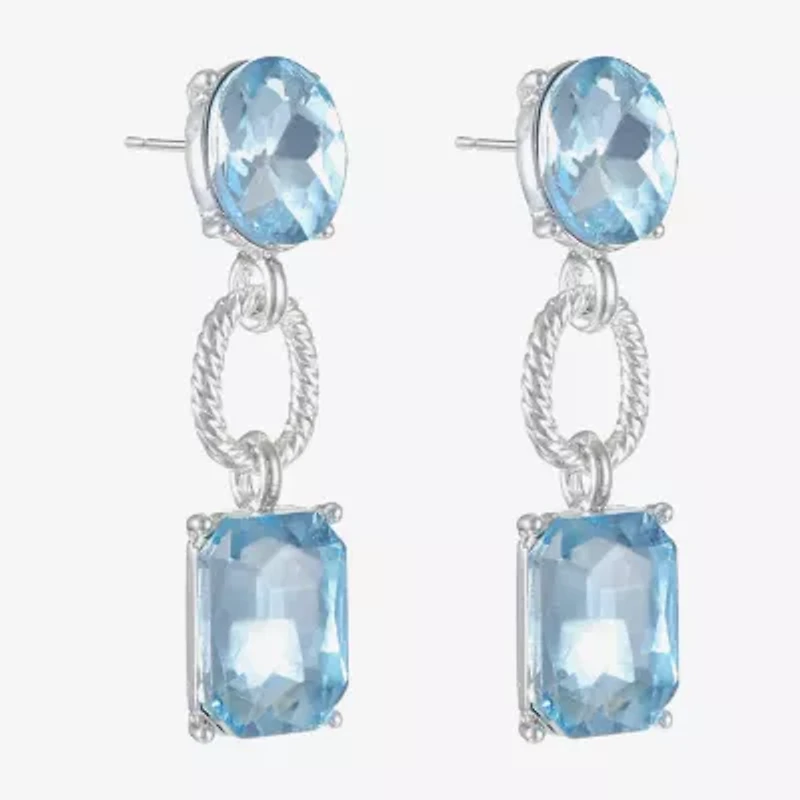 Monet Jewelry Rope Twist Link Womens Glass Oval Hypoallergenic Drop Earrings