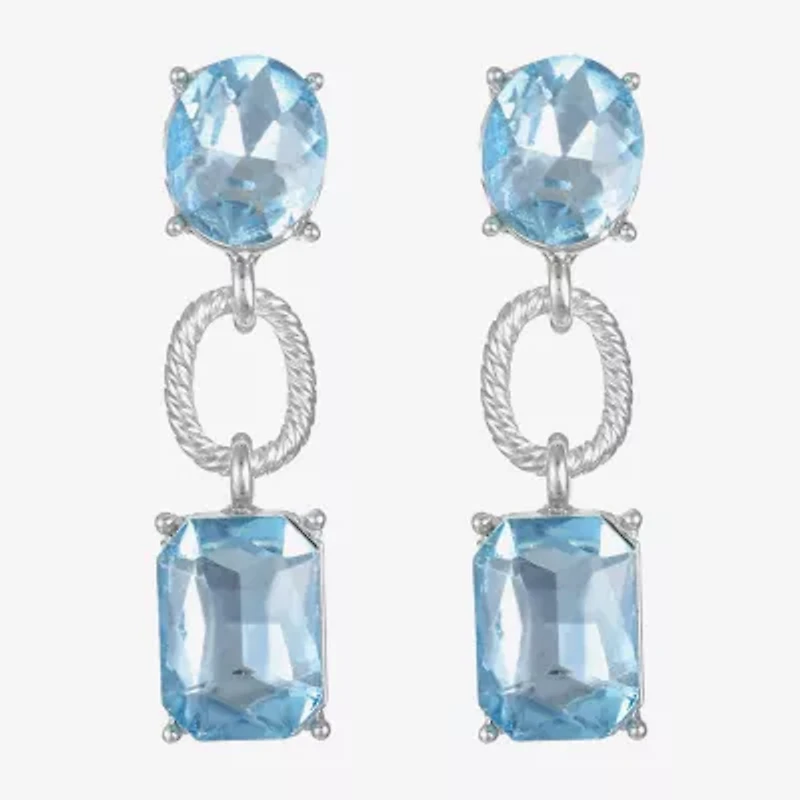 Monet Jewelry Rope Twist Link Womens Glass Oval Hypoallergenic Drop Earrings