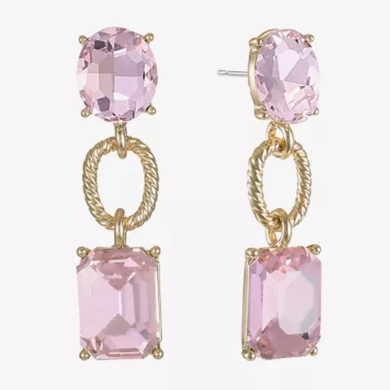 Monet Jewelry Rope Twist Link Womens Glass Oval Hypoallergenic Drop Earrings