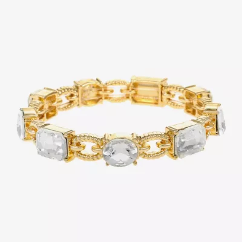 Monet Jewelry Rope Twist Link Womens Glass Oval Stretch Bracelet