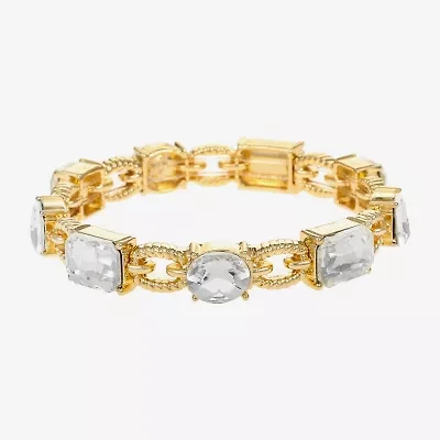 Monet Jewelry Rope Twist Link Womens Glass Oval Stretch Bracelet