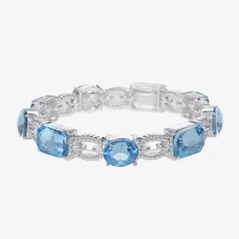 Monet Jewelry Rope Twist Link Womens Glass Oval Stretch Bracelet