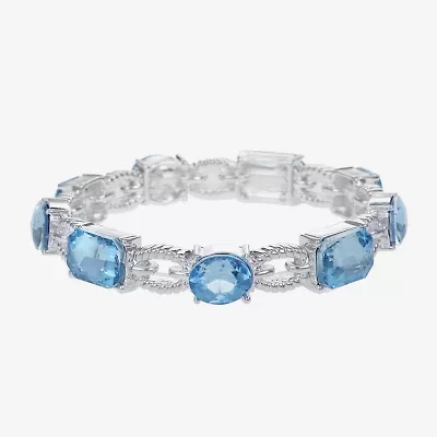 Monet Jewelry Rope Twist Link Womens Glass Oval Stretch Bracelet