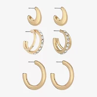 Monet Jewelry Gold Tone Womens Glass Hypoallergenic 3 Pair Earring Set