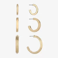 Monet Jewelry Gold Tone Womens Hypoallergenic 3 Pair Earring Set