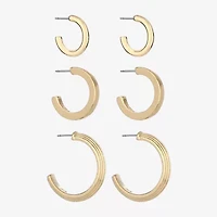 Monet Jewelry Gold Tone Womens Hypoallergenic 3 Pair Earring Set