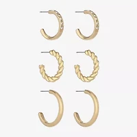 Monet Jewelry Gold Tone Womens Glass Hypoallergenic 3 Pair Earring Set