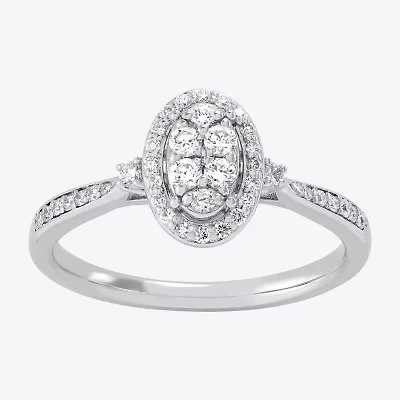 Limited Quantities! (H-I / Si1-Si2) Womens 1/3 CT. T.W. Lab Grown White Diamond Sterling Silver Oval Engagement Ring