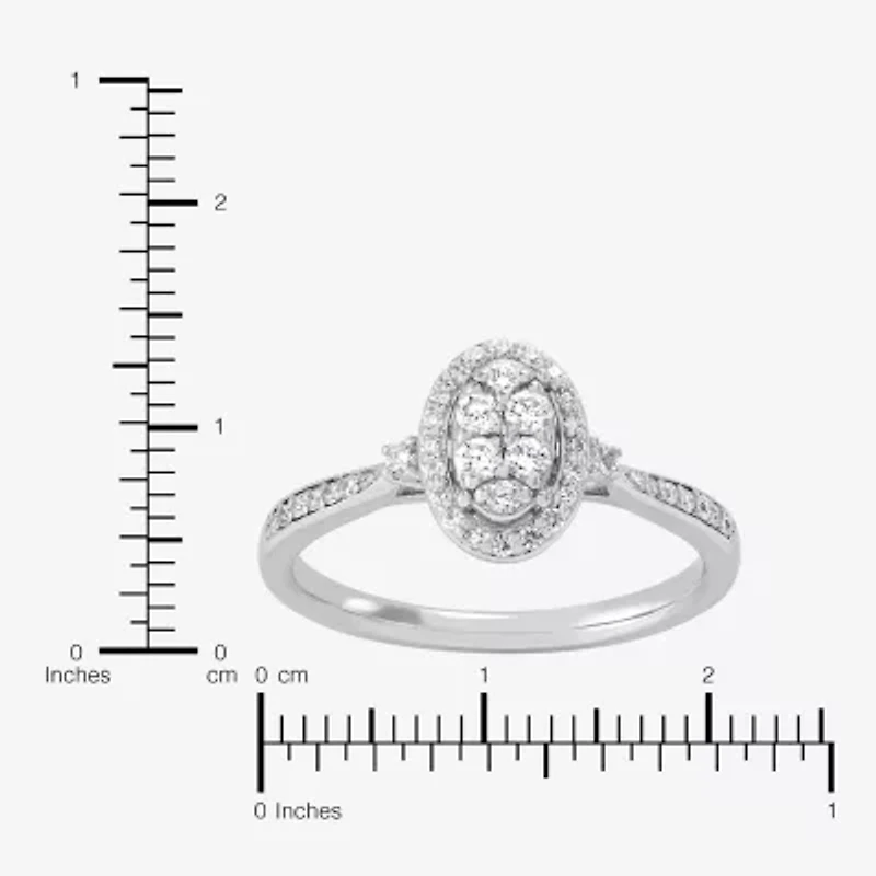 Limited Quantities! (H-I / Si1-Si2) Womens 1/3 CT. T.W. Lab Grown White Diamond Sterling Silver Oval Engagement Ring