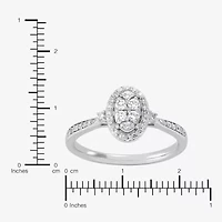 Limited Quantities! (H-I / Si1-Si2) Womens 1/3 CT. T.W. Lab Grown White Diamond Sterling Silver Oval Engagement Ring