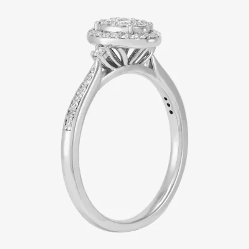 Limited Quantities! (H-I / Si1-Si2) Womens 1/3 CT. T.W. Lab Grown White Diamond Sterling Silver Oval Engagement Ring
