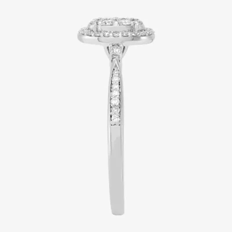 Limited Quantities! (H-I / Si1-Si2) Womens 1/3 CT. T.W. Lab Grown White Diamond Sterling Silver Oval Engagement Ring