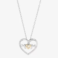Limited Quantities! "Mom" Womens 1/10 CT. T.W. Natural White Diamond 10K Gold Sterling Silver Heart 18 Inch Pendant Necklace