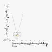 Limited Quantities! "Mom" Womens 1/10 CT. T.W. Natural White Diamond 10K Gold Sterling Silver Heart 18 Inch Pendant Necklace