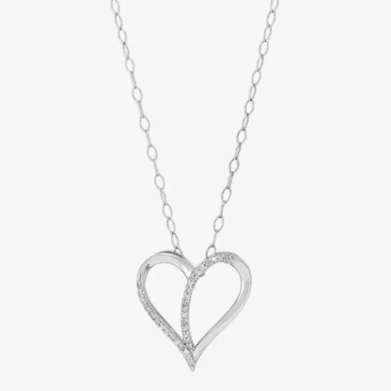 Limited Quantities! Womens 1/10 CT. T.W. Natural White Diamond Sterling Silver Heart 18 Inch Pendant Necklace
