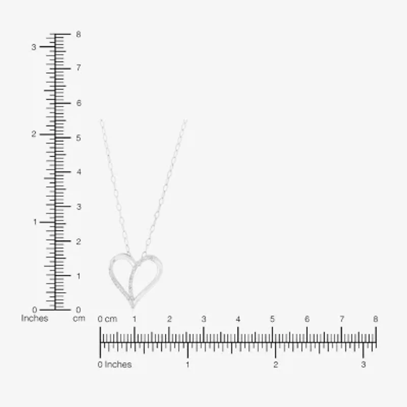 Limited Quantities! Womens 1/10 CT. T.W. Natural White Diamond Sterling Silver Heart 18 Inch Pendant Necklace