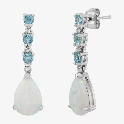 Limited Quantities! Womens Lab Created White Opal Sterling Silver Drop Earrings