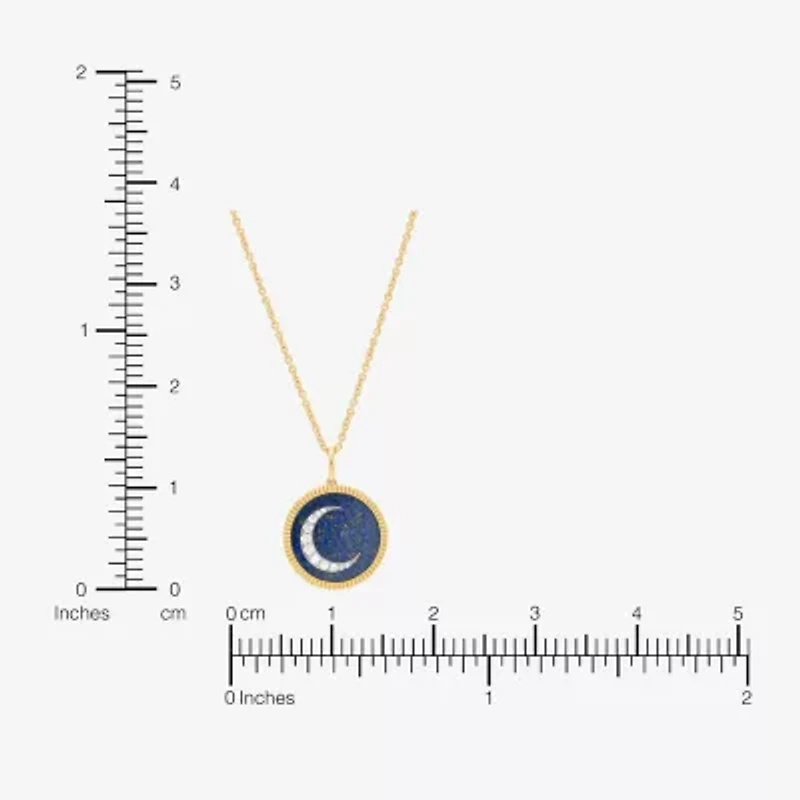 Limited Quantities! Womens 1/8 CT. T.W. Genuine Blue Lapis 10K Gold Moon Round 18 Inch Pendant Necklace