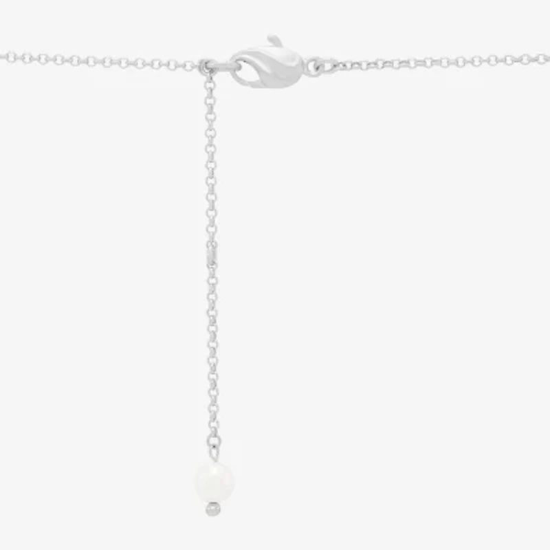 Limited Quantities! Womens Dyed White Cultured Freshwater Pearl Sterling Silver Crown 16 Inch Pendant Necklace