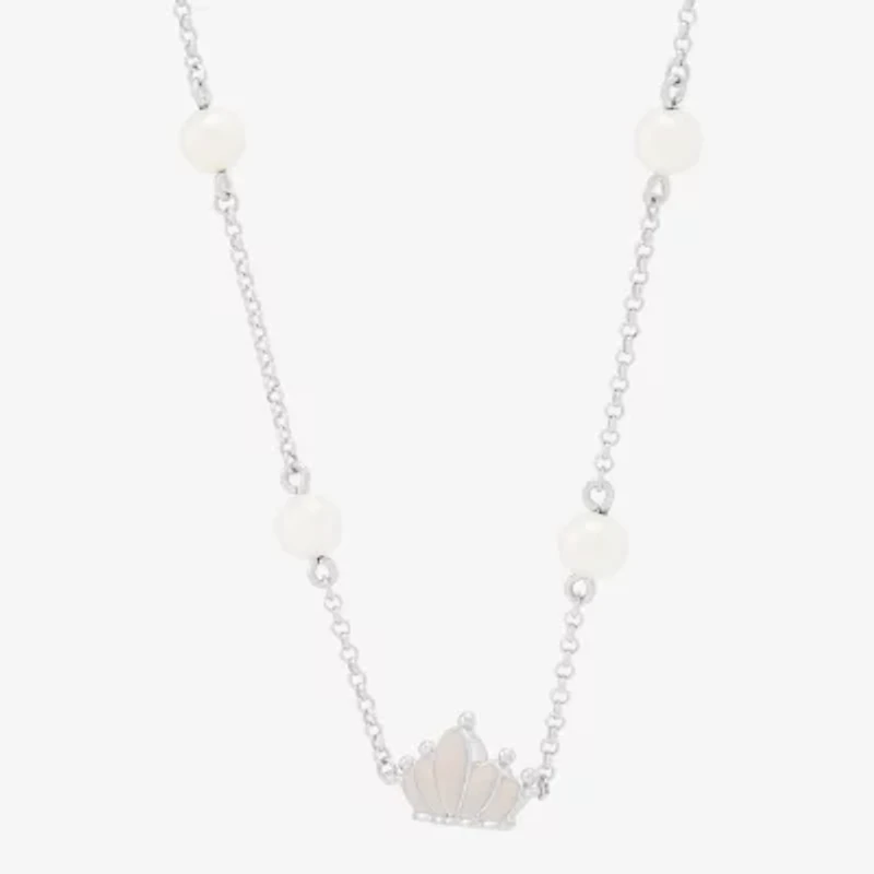 Limited Quantities! Womens Dyed White Cultured Freshwater Pearl Sterling Silver Crown 16 Inch Pendant Necklace