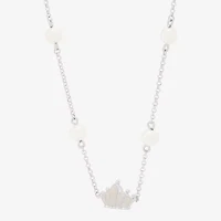 Limited Quantities! Womens Dyed White Cultured Freshwater Pearl Sterling Silver Crown 16 Inch Pendant Necklace