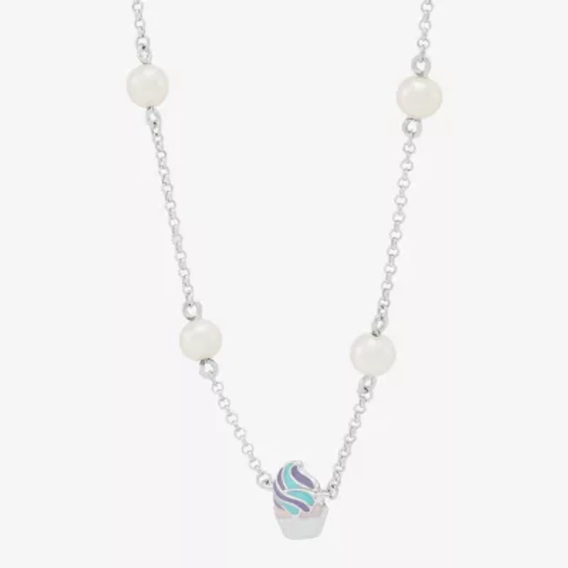 Limited Quantities! Cupcake Womens Dyed White Cultured Freshwater Pearl Sterling Silver 16 Inch Pendant Necklace