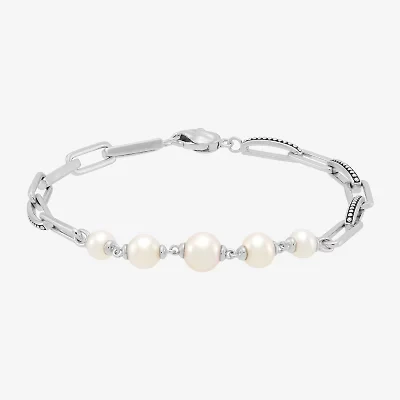 Limited Quantities! Womens Dyed White Cultured Freshwater Pearl Sterling Silver Strand Bracelet
