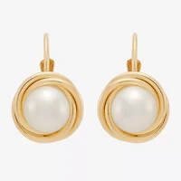 Limited Quantities! Womens Dyed White Cultured Freshwater Pearl 14K Gold Knot Drop Earrings