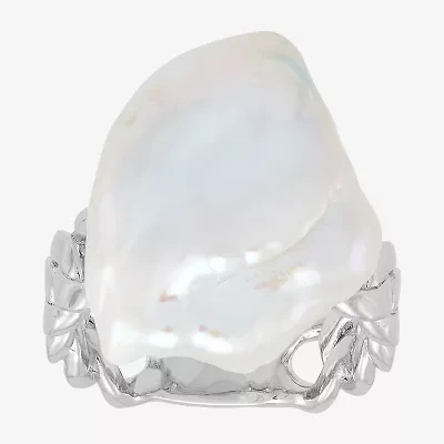 Limited Quantities! Womens Dyed White Cultured Freshwater Pearl Sterling Silver Cocktail Ring
