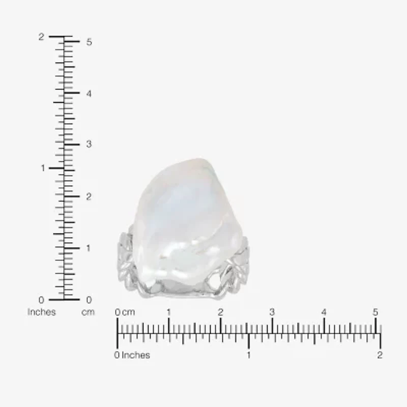 Limited Quantities! Womens Dyed White Cultured Freshwater Pearl Sterling Silver Cocktail Ring