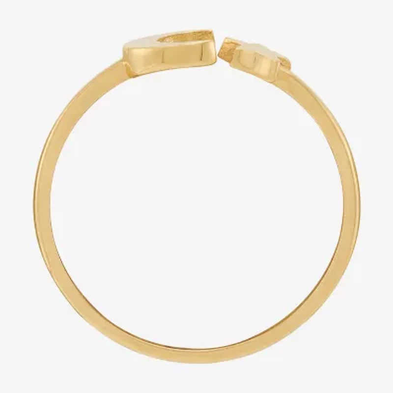 Womens 10K Gold Moon Round Star Band