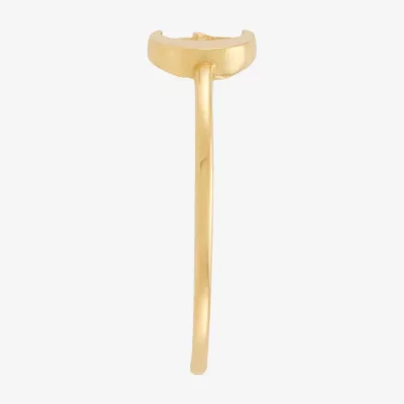 Womens 10K Gold Moon Round Star Band